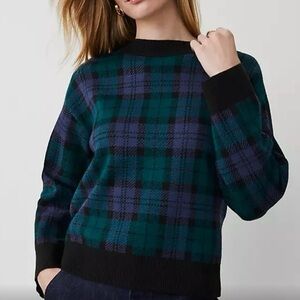 Ann Taylor Blue and Green Plaid Sweater